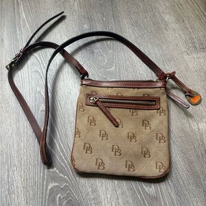 Dooney & Bourke Brown Tan DB Monogram Crossbody